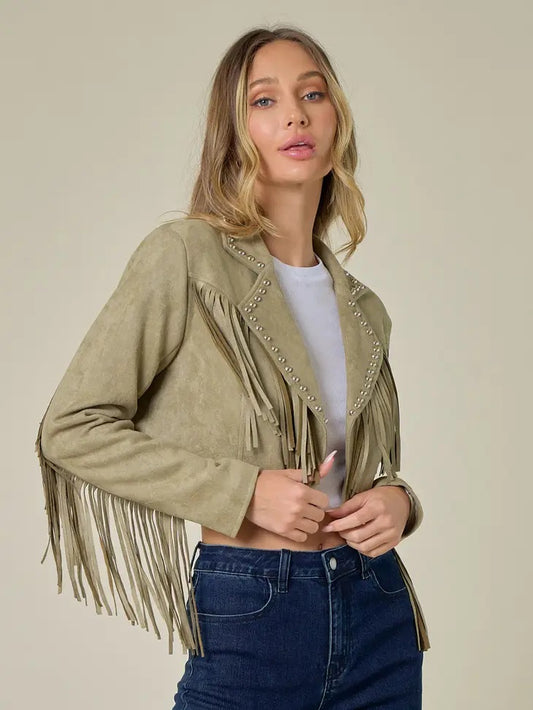 Suede Fringe Stud Jacket