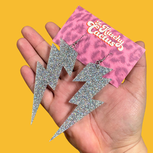 Spice Up Your Life- Holographic Lightning Bolt Earrings