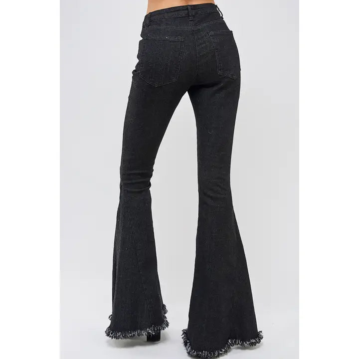 Washed Flared Denim Black