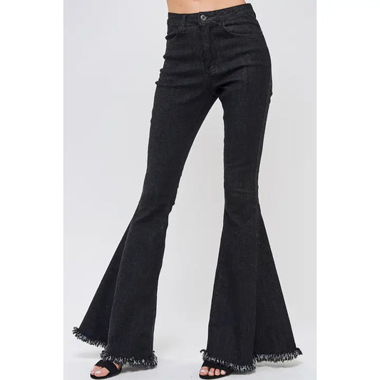 Washed Flared Denim Black