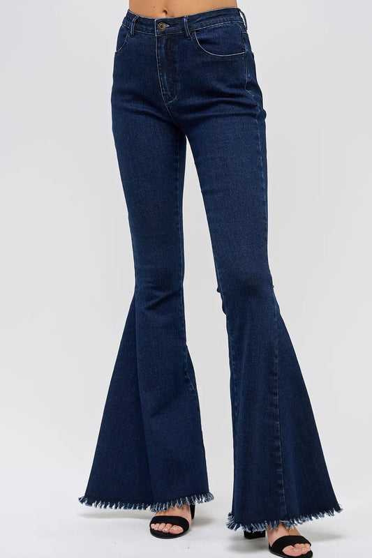 Solid Flared Dark Denim