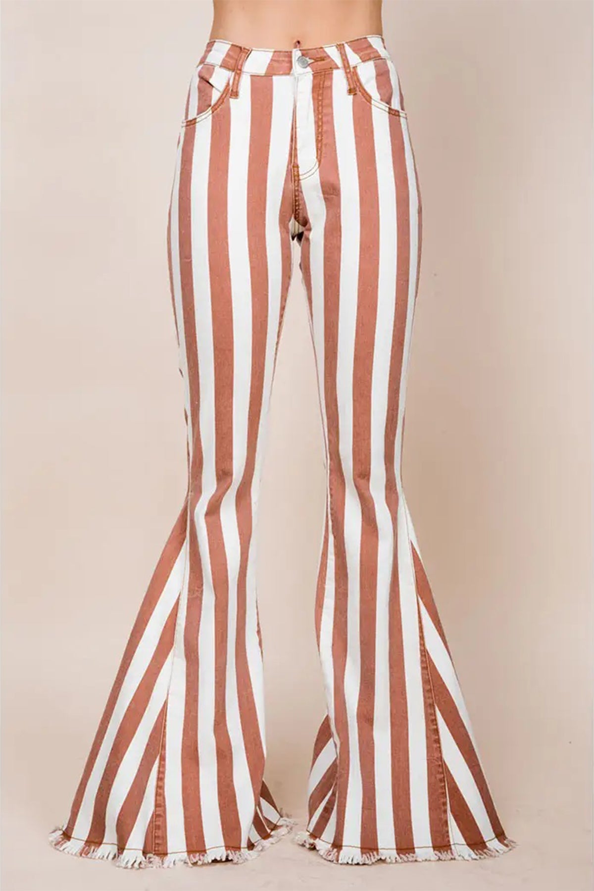 Striped Denim Flares Plus