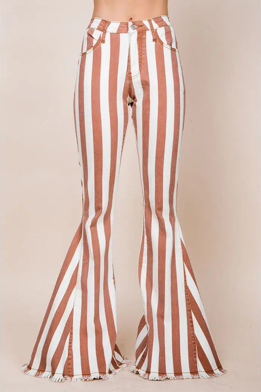 Striped Denim Flares Plus