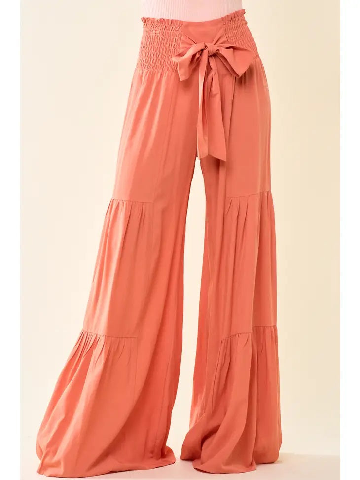 Smoking Waist Wide Leg Tier Pants