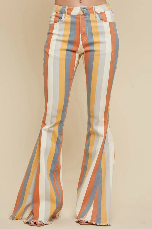 Multi Striped Denim Caramel Multi