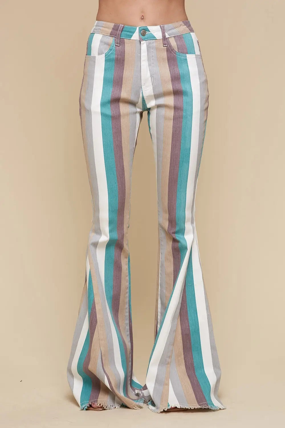 Multi Striped Denim Turquoise Multi