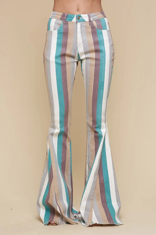 Multi Striped Denim Turquoise Multi