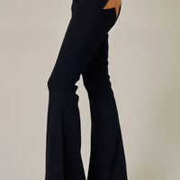 Black Back Suede Star Flare Jeans