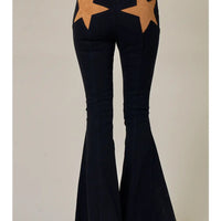 Black Back Suede Star Flare Jeans