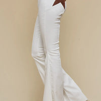 Ivory Brown Back Suede Star Bell Bottoms Denim