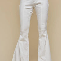 Ivory Brown Back Suede Star Bell Bottoms Denim