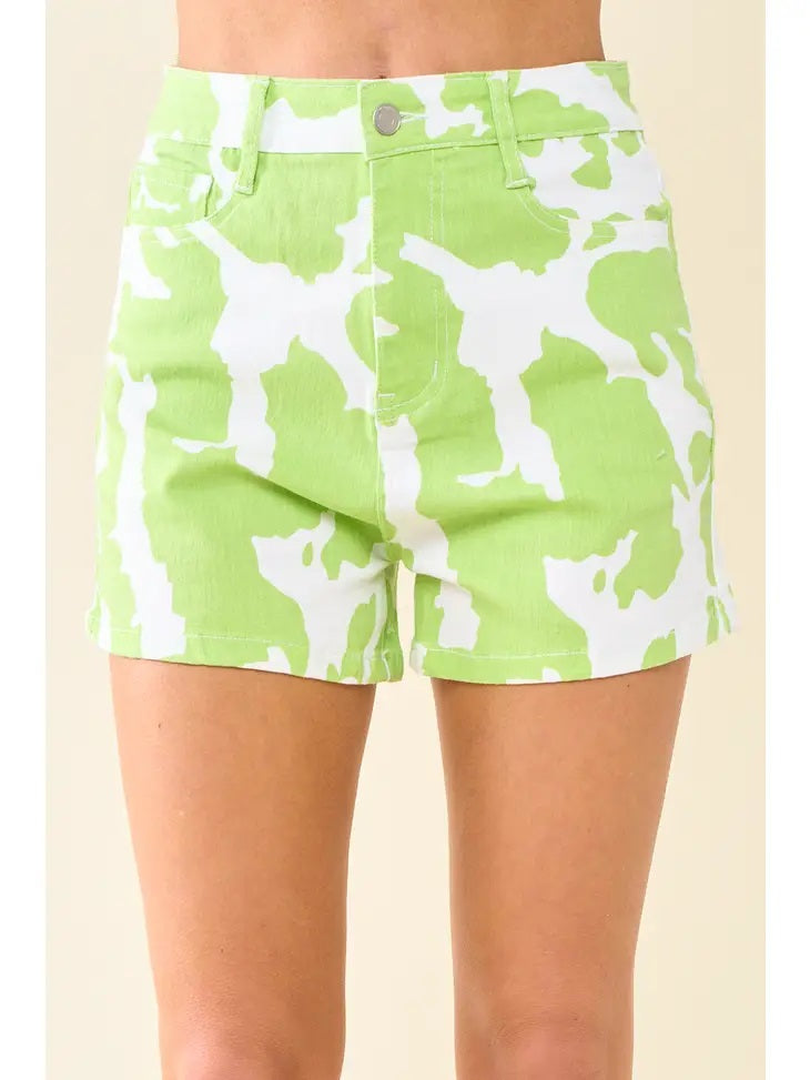 Neon Cow Print Shorts