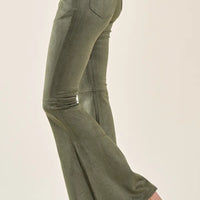 Olive Suede Boot Cut Pants