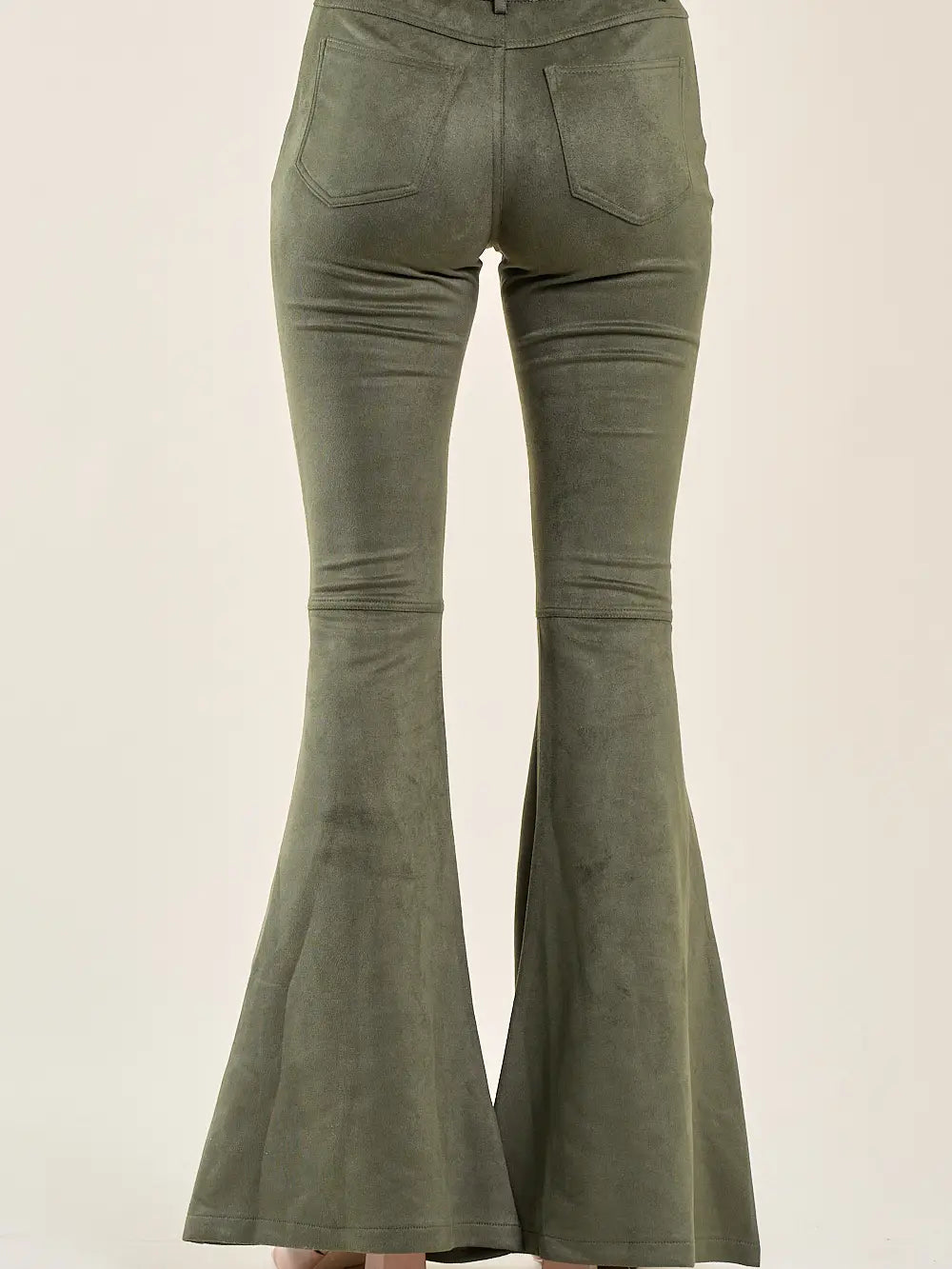 Olive Suede Boot Cut Pants