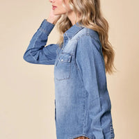 Western Med Wash Snap Buttons Light Denim Shirt