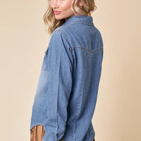 Western Med Wash Snap Buttons Light Denim Shirt