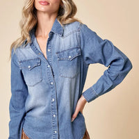 Western Med Wash Snap Buttons Light Denim Shirt