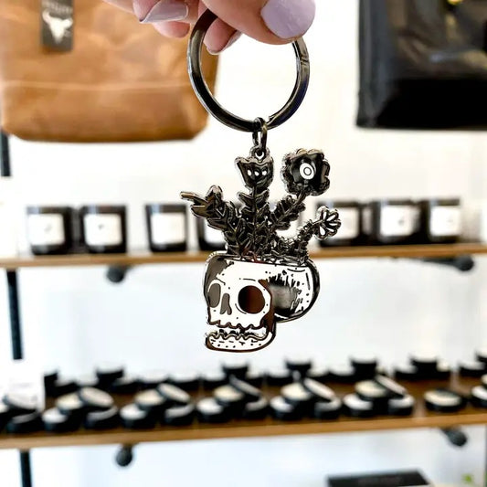 Skull Flowers Hard Enamel Keychain
