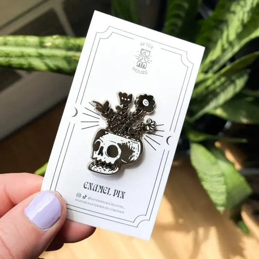 Skull Flowers Enamel Pin