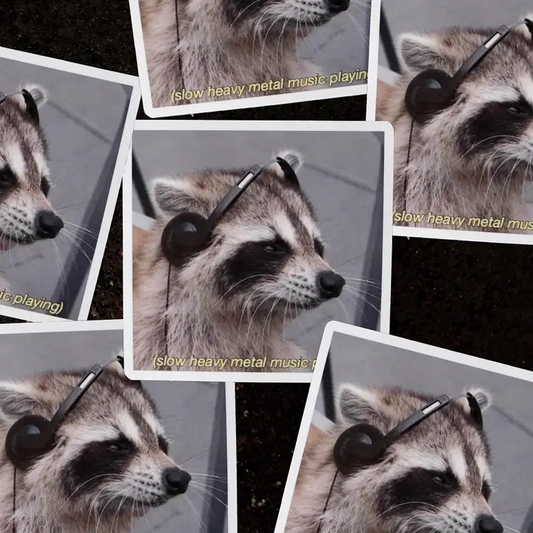 Slow Heavy Metal Raccoon Vinyl Sticker