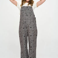 Multi Cat Print Cotton Jumpsuit Grey