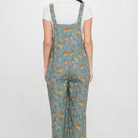 Wildflowers Print Floral Overalls Blue