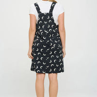 White Moon Print Corduroy Dress