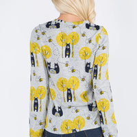 Honey Bee Print Cardigan