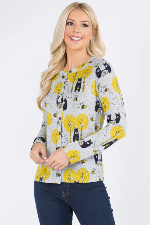 Honey Bee Print Cardigan
