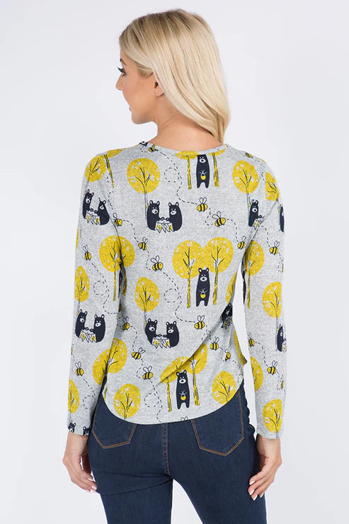 Honey Bee Long Sleeve Pullover Top