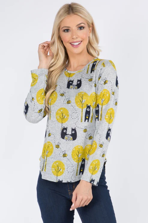 Honey Bee Long Sleeve Pullover Top