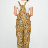 Floral Abstract Print Jumpsuit Mustard