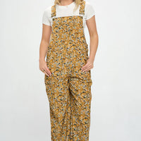 Floral Abstract Print Jumpsuit Mustard