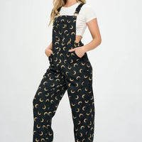 Half Moon Print Corduroy Overall