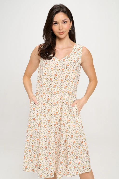 Mushroom Meadow Floral Dress