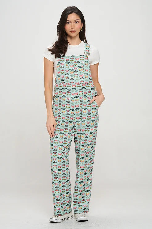 Colorful Butterfly Print Overalls