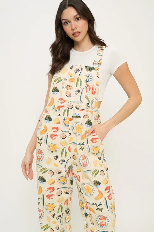 Mediterranean Delights Print Overalls