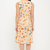 Colorful Floral Mushroom Print Dress
