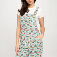 Floral Butterfly Print Overalls