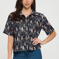 Colorful Cat Print Shirt