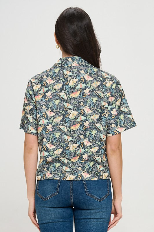 Moth Floral Print Shirt