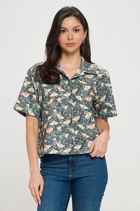 Moth Floral Print Shirt
