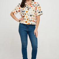 Colorful Cat Faces Print Shirt