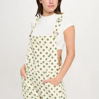 Retro Polka Dot Shortalls Green