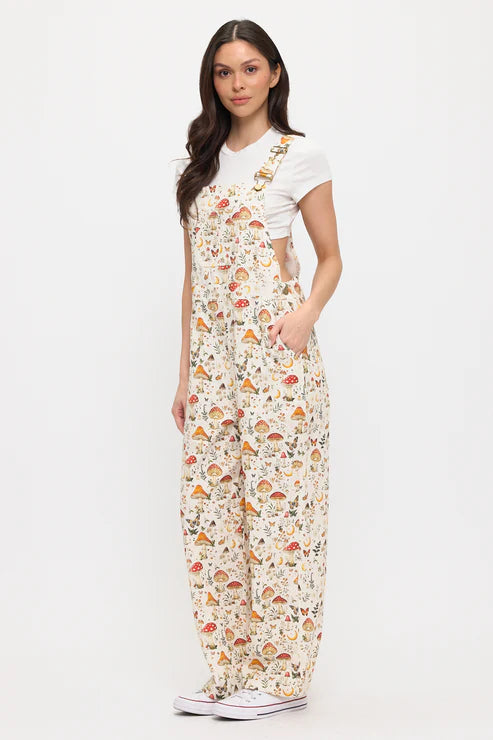 Lunar Mushroom Print Overalls