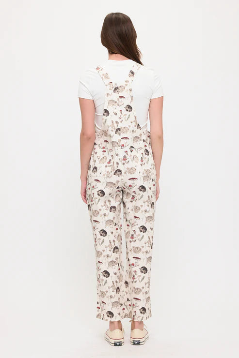 Hedgehog Mushroom Print Overalls