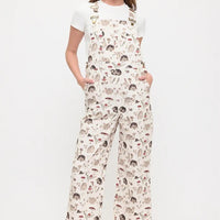 Hedgehog Mushroom Print Overalls