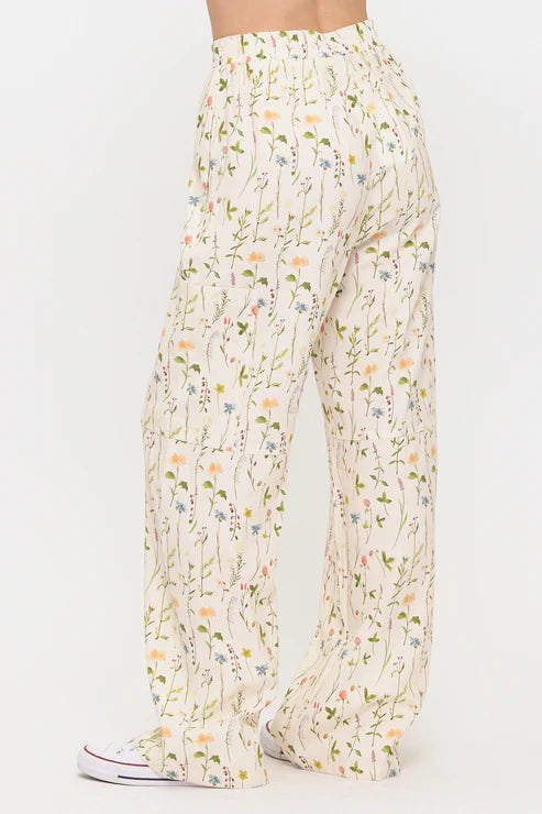 Spring Wildflowers Print Wide Leg Pants