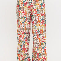 Colourful Mushroom Woods Print Wide Leg Pants