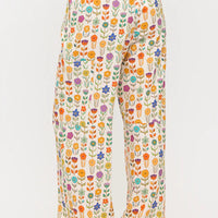 Retro Mod Floral Print Wide Leg Pants